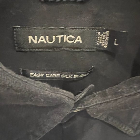 Nautica (Easy Care Silk Blend) Navy Men's Shirt Large - Picture 4 of 6